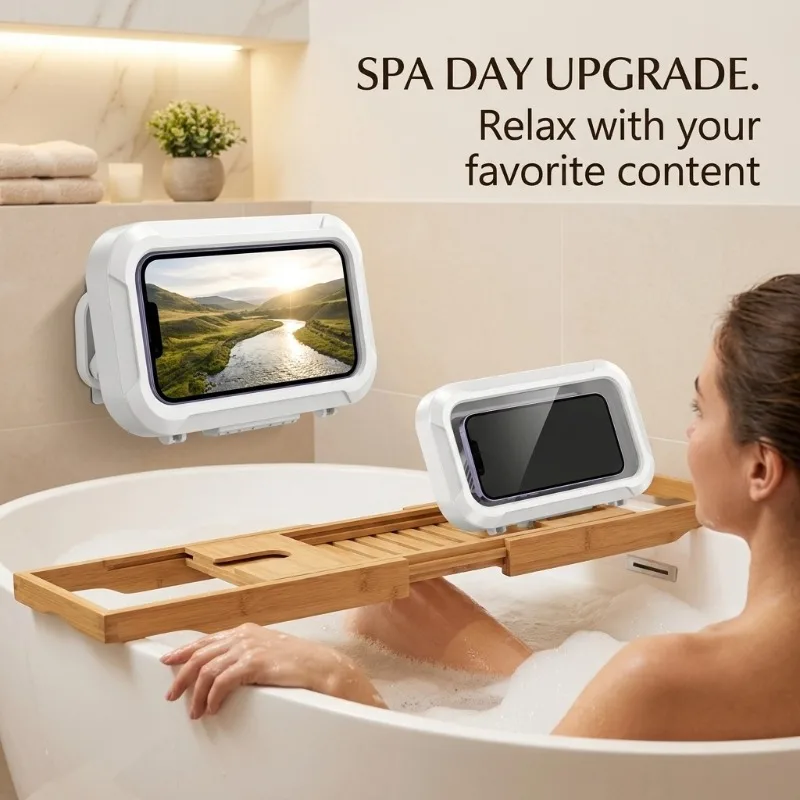 Waterproof Shower Phone Case 360 Degree Free Rotation Bathroom Phone Holder Touch Screen Horizontal Vertical Hanging for Home