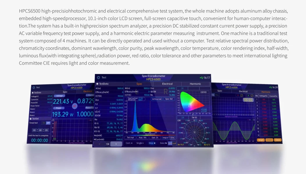 HPCS-6500 Spectroradiometer for Led Test with Integrating Sphere