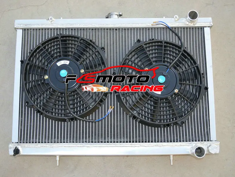 For Nissan Skyline GTR/GTS-4 GTS-T R32 BNR32/HCR32/ECR32 RB26/RB20 Manual MT Aluminum Radiator+Fans