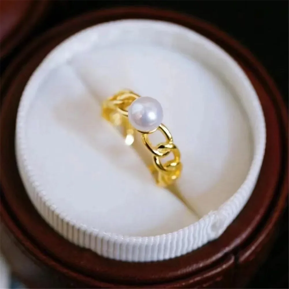 Wholesale Classic 925 Silver Ring Accessorie Settings Adjustable Blank Pearl Ring Setting Base For Women Diy Jewelry Making J081