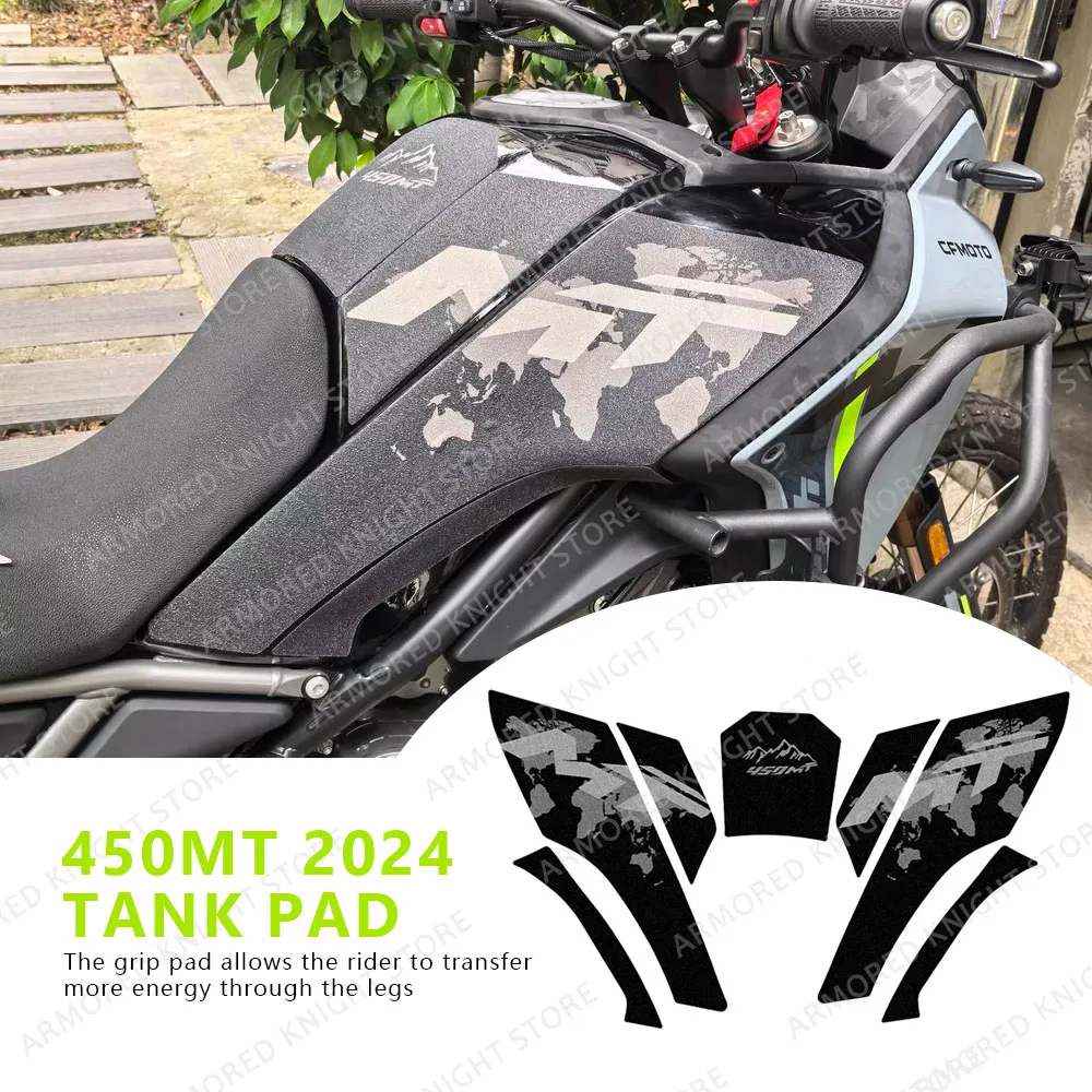 Bantalan tangki minyak bahan bakar antiselip sepeda motor stiker pelindung pegangan lutut samping stiker untuk CFMOTO 450MT 450 MT 2024