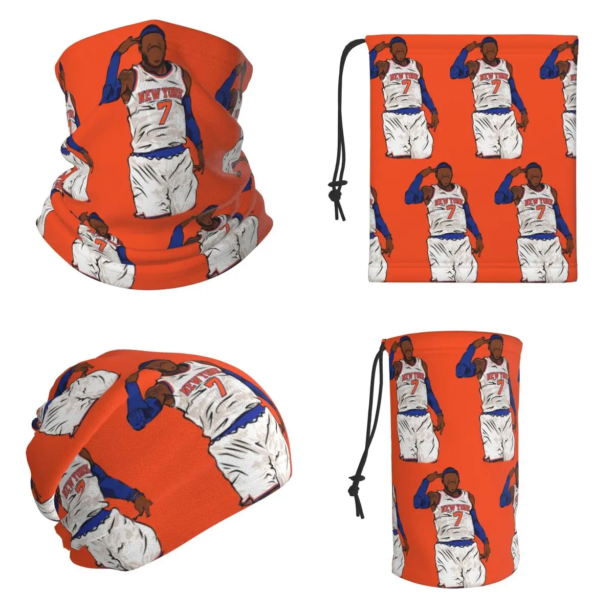 Carmelo Anthony Celebration Sketch Bandana Neck Gaiter Printed Wrap Mask Scarf Warm Face Mask Unisex Adult All Season