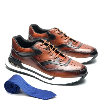 Lüks tasarımcı erkek Oxford Sneakers ekleme eğitmenler hakiki deri dikiş rahat kaymaz yürüyüş rahat ayakkabılar erkekler