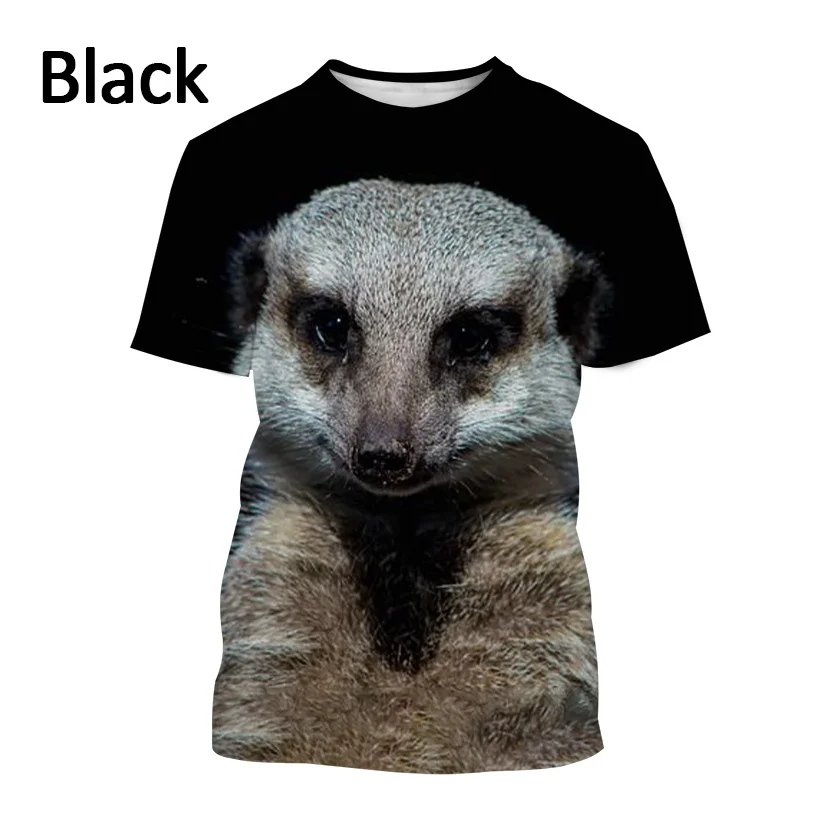 Men and Women Round Neck Hip-hop Harajuku Casual Short-sleeved Fun Meerkat 3D Printing T-shirt Personality Animal T-shirt