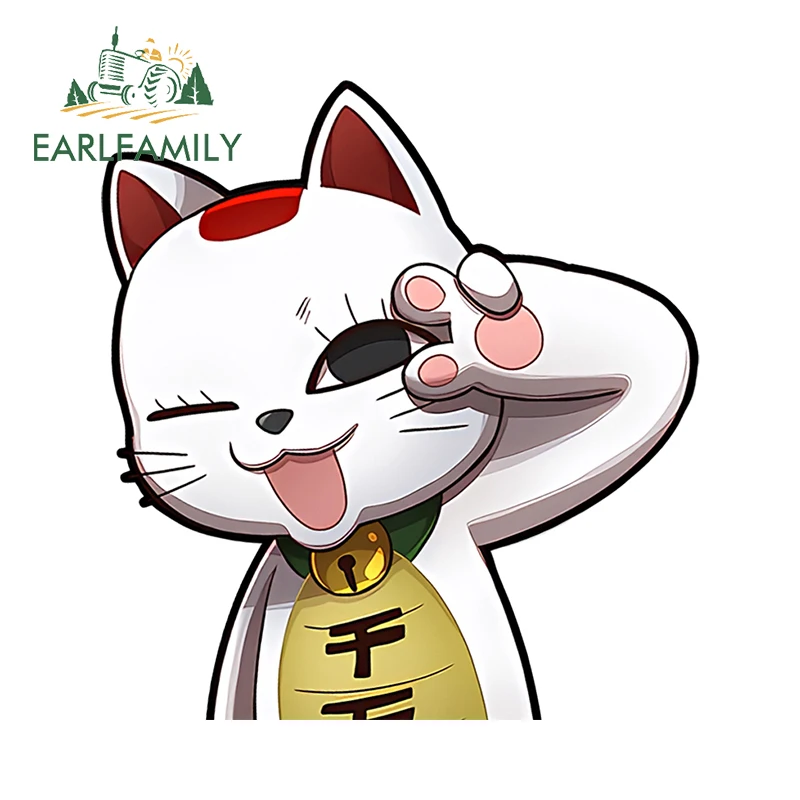 EARLFAMILY Turbo Granny Danda Peeker Chibi Car Sticker Anime Cat Popular Car Interesting Stickers Decal Vinyl Decoration