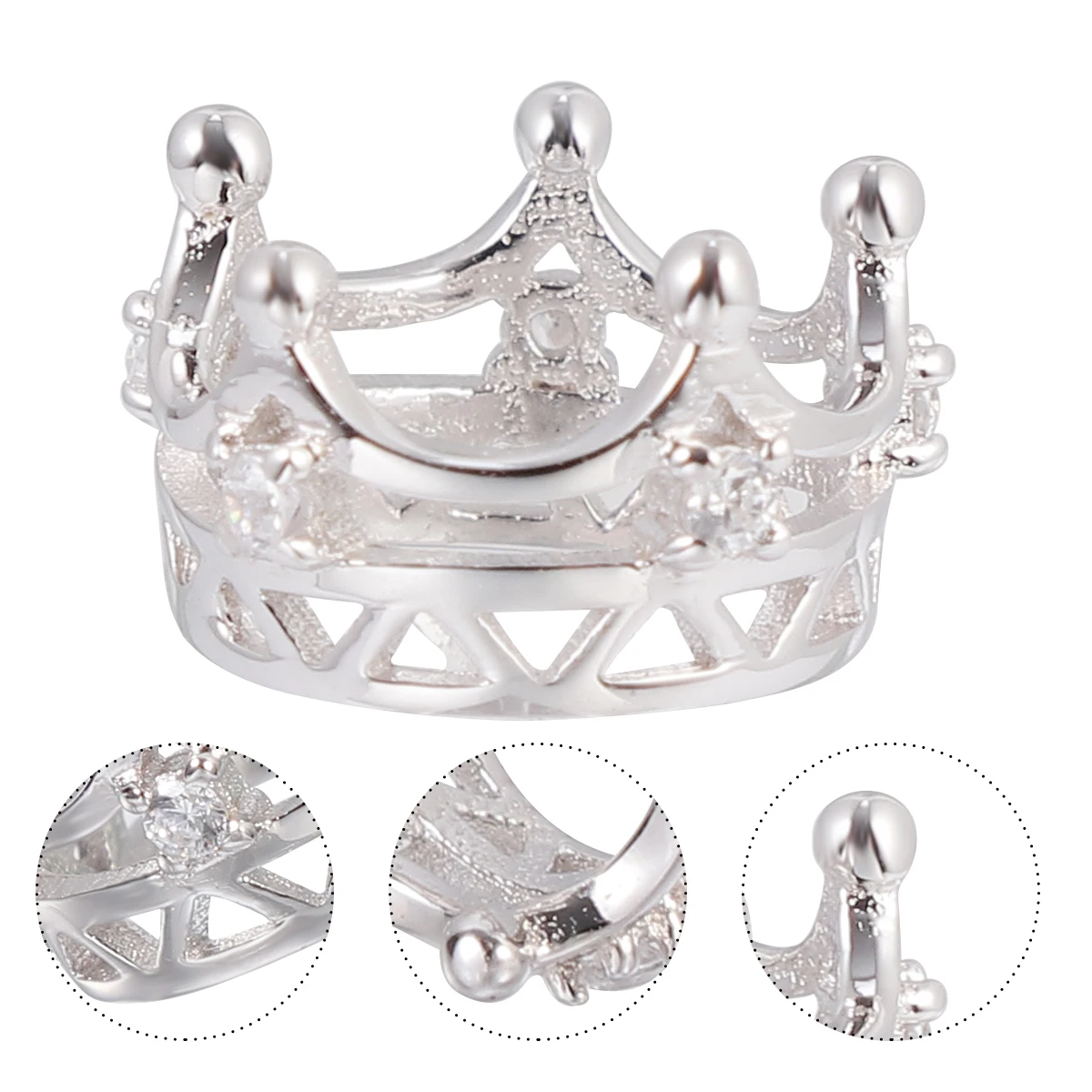 

Silver Crown Pendant Charm Platinum Plated for DIY Necklace Jewelry Making Unique Eye Catching Accessory Gift No Chain Included