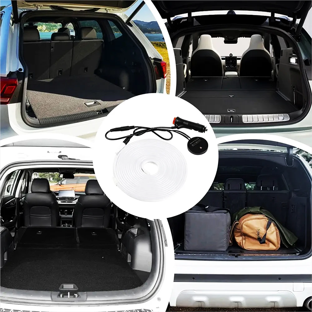 Striscia luminosa a LED per bagagliaio di un'auto Striscia di luce ambientale flessibile in PVC impermeabile On/Off automatico Installazione nascosta Universale per Mpv/SUV