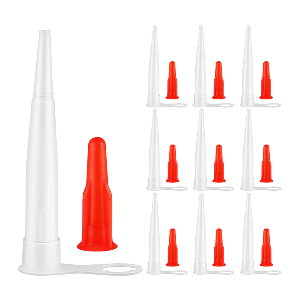 

12 Sets White Nozzle Caulk Smoothing Tool for Glass Glue Universal Caps Sealants Suitable Construction Projects Hardware