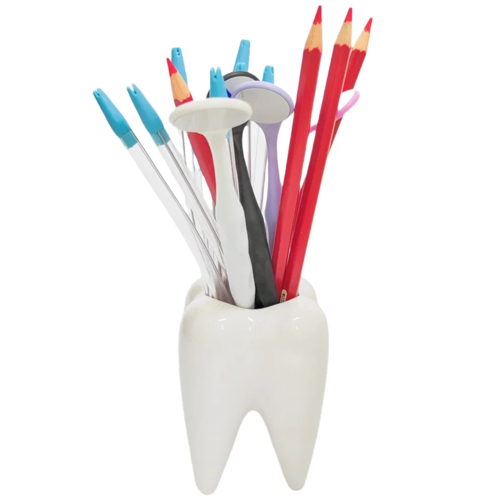 Dental Creativity Funny Big White Tooth Shape Pen Holder Toothbrush Cup Sundries Storage Desktop Ornaments Dental Storage Box