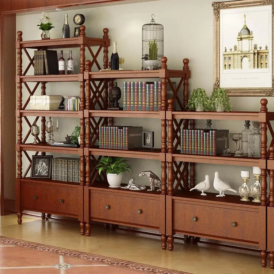 American style, bookshelf, floor, solid wood, bookcase, living room, storage