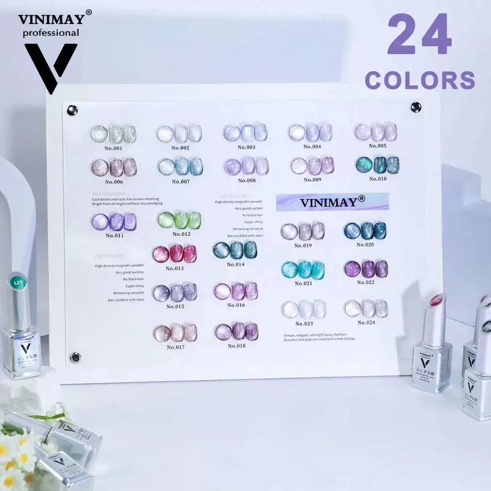VINIMAY 24 Pcs Cat Eye Gel Nail Polish Vernis Semi Permanant UV Nail Gel Primer Soak Off Nail Art Gel Varnish Gelpolish Manicure
