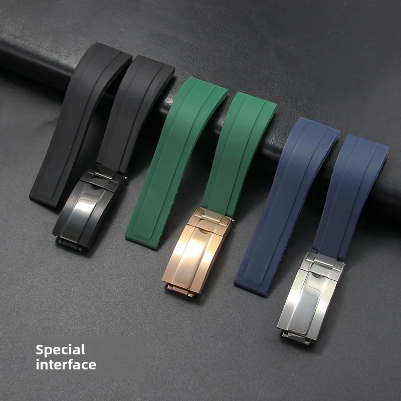 Высококачественные силиконовые аксессуары для часов 20 мм, черный, белый, красный, зеленый, серый для Rolex Water-ghost Daytona Series, эластичный ремешок для часов