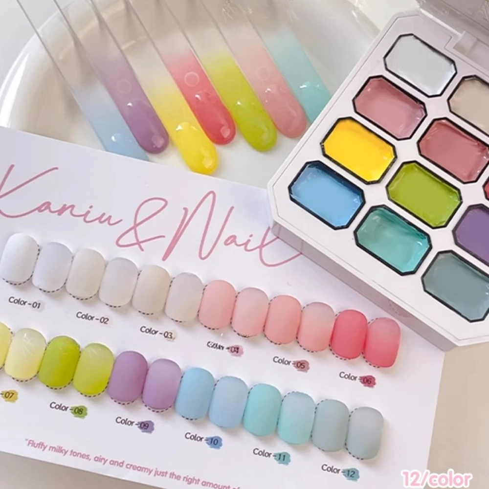 

12Grids Nude Pink Patting Gel Nail Polish TPO HEMA FREE UV/LED Soak Off Gel Varnishes Blooming Gradient Painting Gel Lacquer