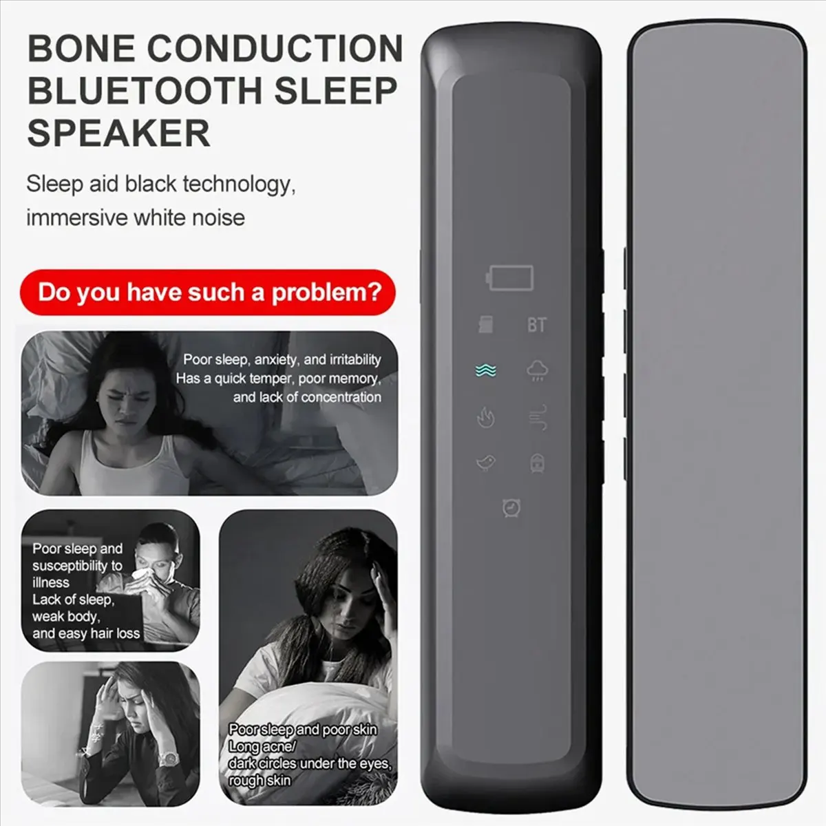 2X Under Pillow Speaker Bluetooth Mini Bone Conduction Sound Box Wireless Soundbar Improve Sleep White Noise Speaker