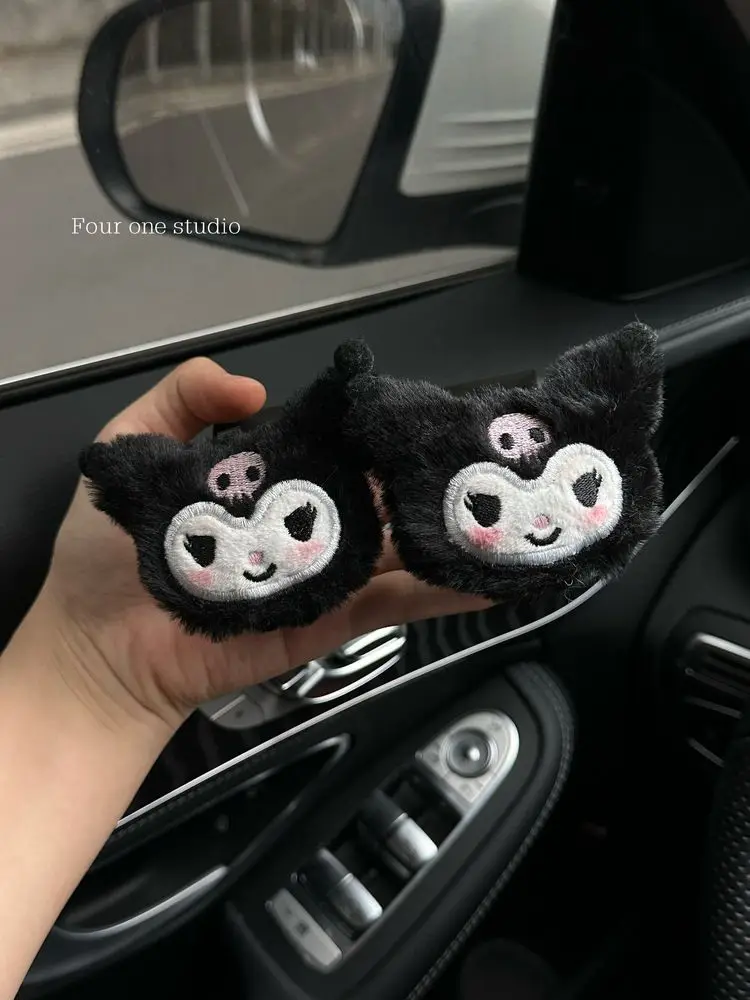 Cute Sanrio Plush Car Seat Headrest Hook Anime Kuromi Back Seat Organizer Storage Holder Soft Stuffed Plushie Car Accessories