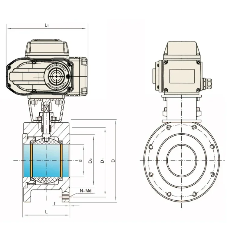 stainless steel SS304 wafer Electric thin type ball valve