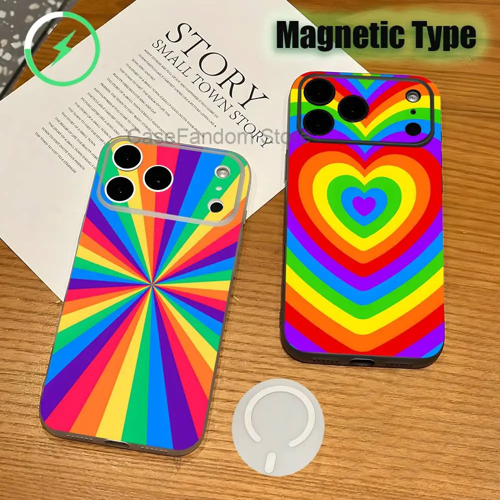 

L-Lesbian LGBT Rainbow Pride Magnetic Wireless Charging Transparent White Phone Case For iPhone 17,16,15,14,13,12,1Pro,Max,Plus