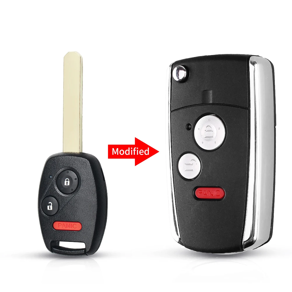 

KEYYOU Новое поступление 3/2 + кнопки паники модифицированный откидной складной корпус дистанционного ключа для HONDA ACCORD CRV CIVIC ODYSSEY Pilot