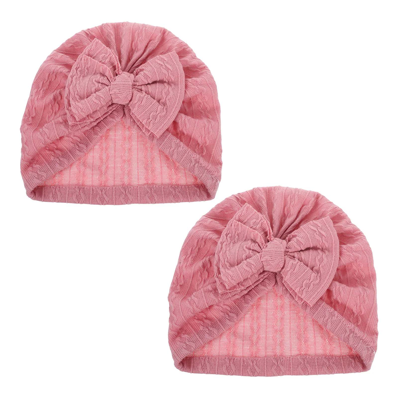 

2Pcs Baby Girl Turban Hats Soft Stretchy Big Bow Headwraps for Newborns Toddlers Breathable Infant Bonnets Pink