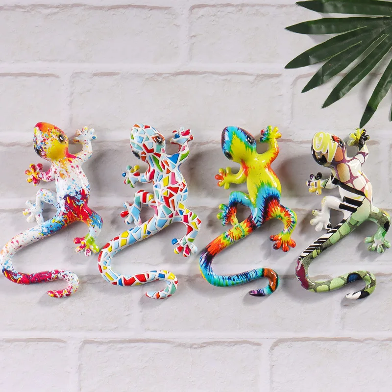 Creative Color House Lizard Statue Figurine Resin Sculpture Cabinet Wall Hang Home Office Bar Store Decoration Ornament Crafts