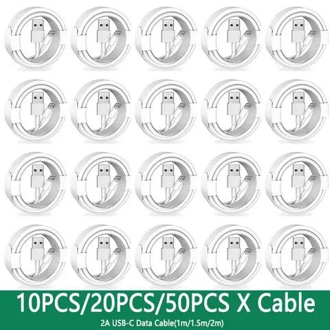 10-50PCS 2A TPE USB A Type C Fast Charging Data Cables For Samsung Galaxy S8 Huawei Xiaomi LG Mobile Phone USB-C Quick Cord 2m