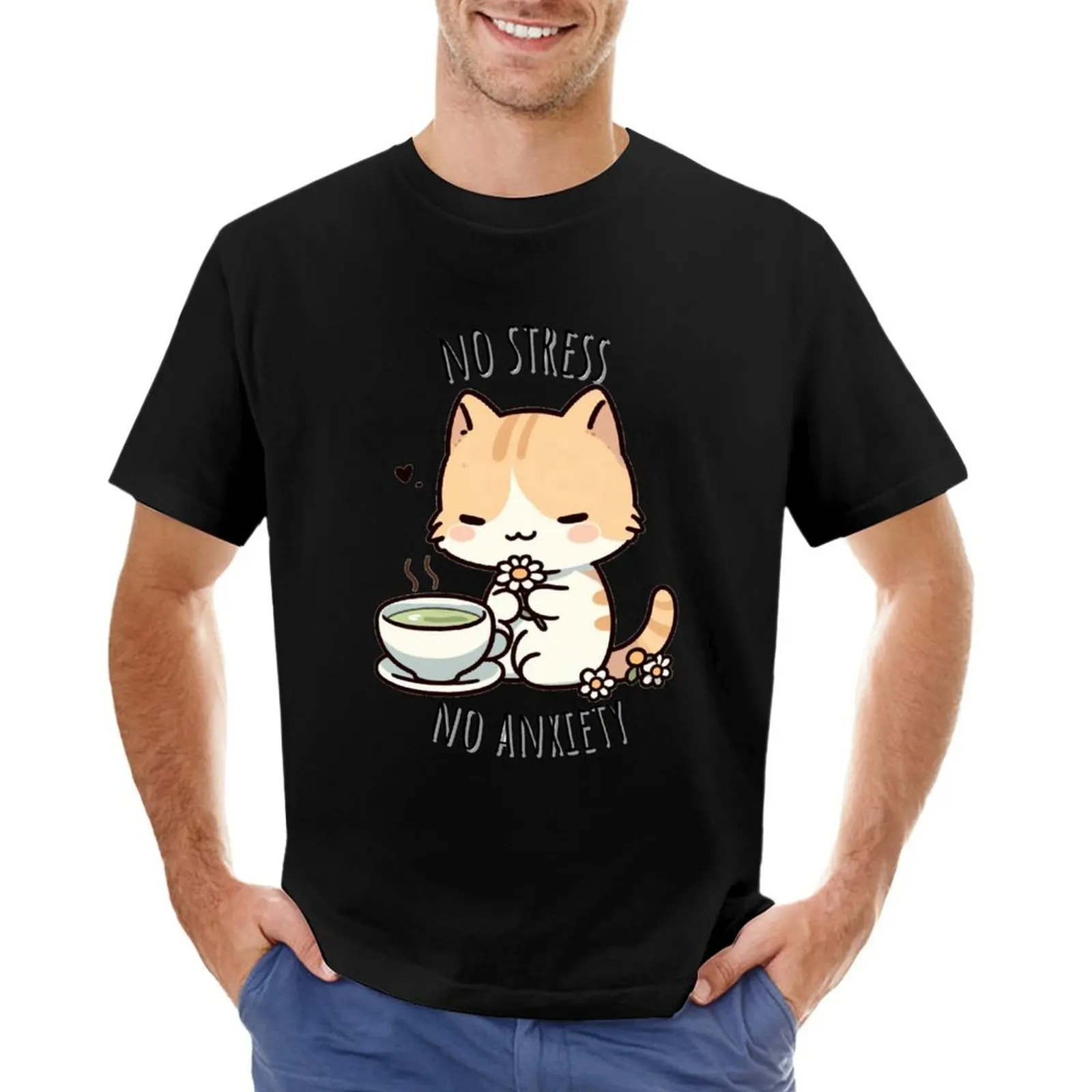 

Chamomile Tea Cat T-Shirt quick drying anime stuff workout shirts for men