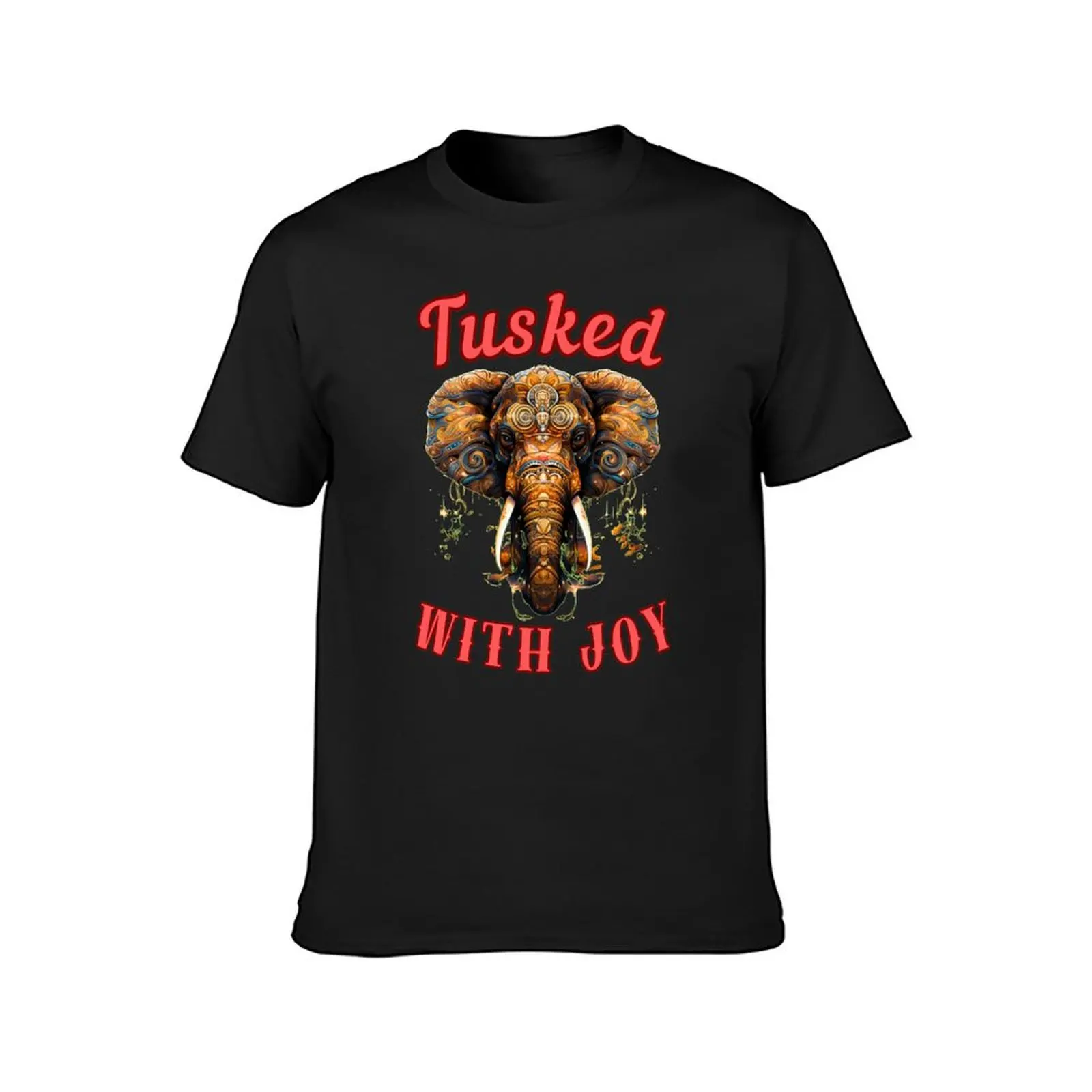 Tusked With Joy. elephant head T-Shirt plus size tops shirts graphic tees oversized oversizeds t shirt men