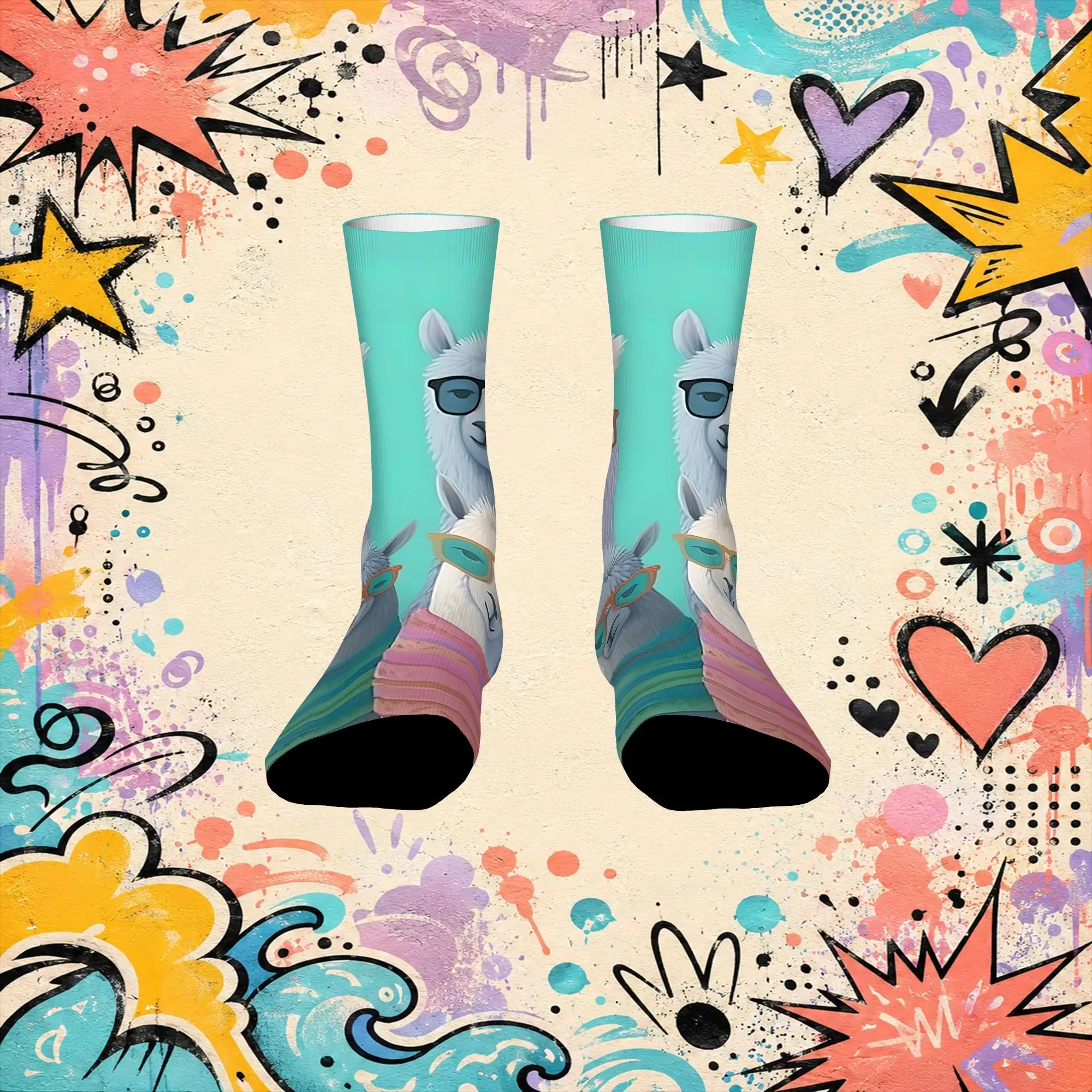 Llama Fiesta Pattern Trendy Men's compression Socks Unisex items Crew Sock Cycling socks