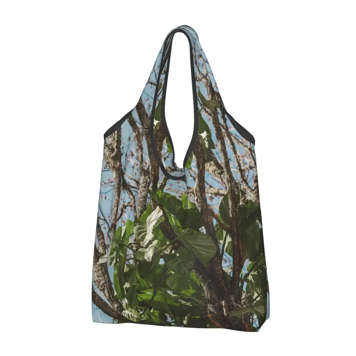 

Jungle Leaves - Real Tree Портативная сумка для покупок Большая вместительная сумка для покупок Продуктовая сумка Сумка на плечо