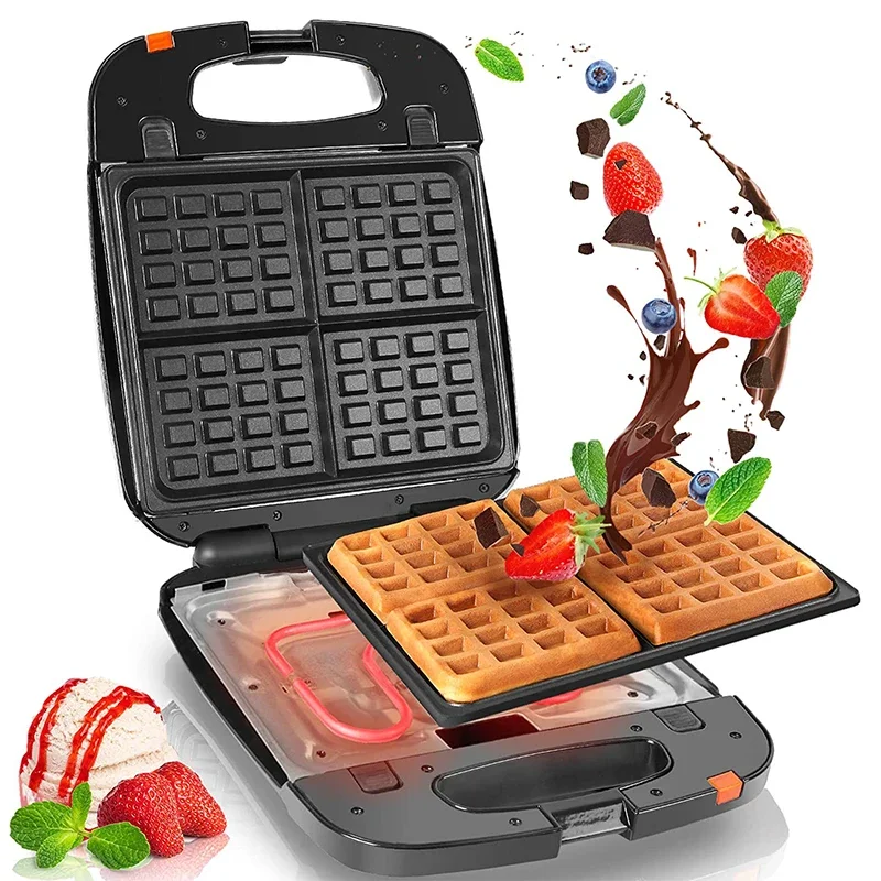 Kitchen appliance Waffle maker for 4 waffles 1200W Removable non-stick cooking plates homemade Belgian waffles machine