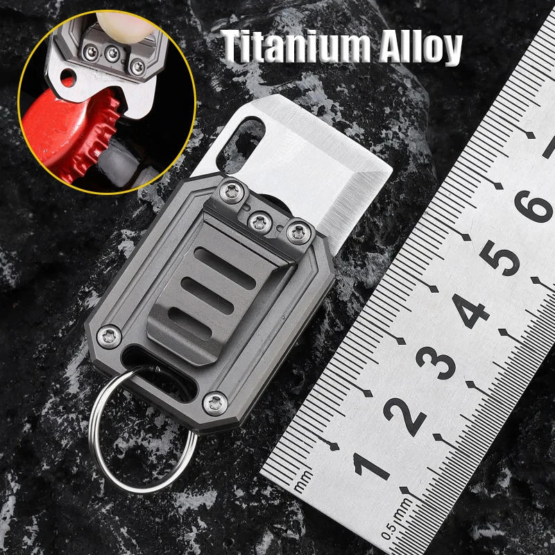 Titanium Alloy Mini Folding Knife S35VN Steel Portable Keychain Pendant Bottle Opener Outdoor Survival Camping Portable EDC Tool