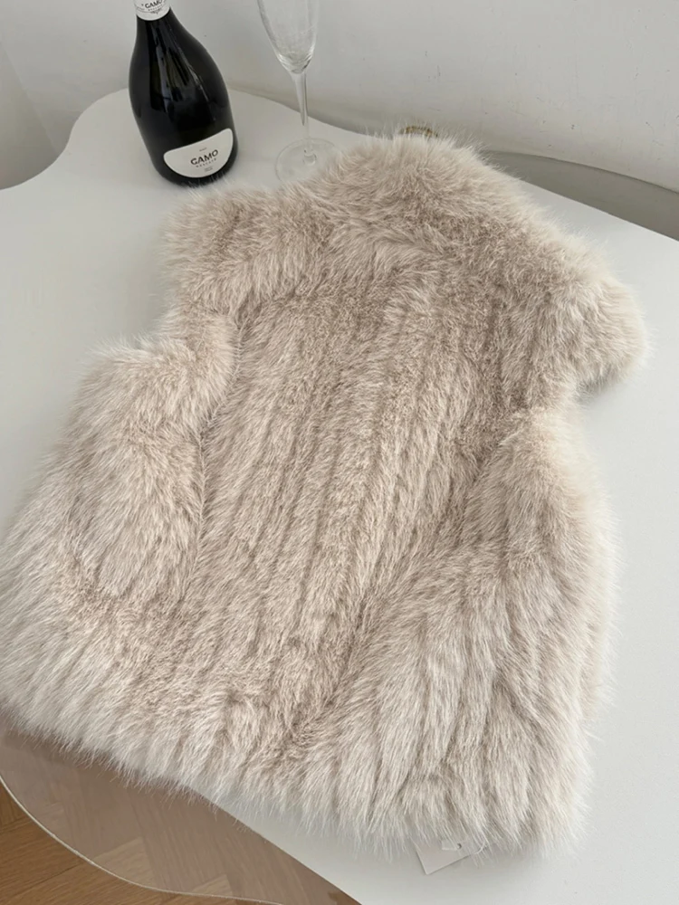 EWQ Autumn And Winter Faux Fur Warm Coat Women Sleeveless Solid Color Thick Short Vest Jackets Fashion 2024 New Clothing 27X1538