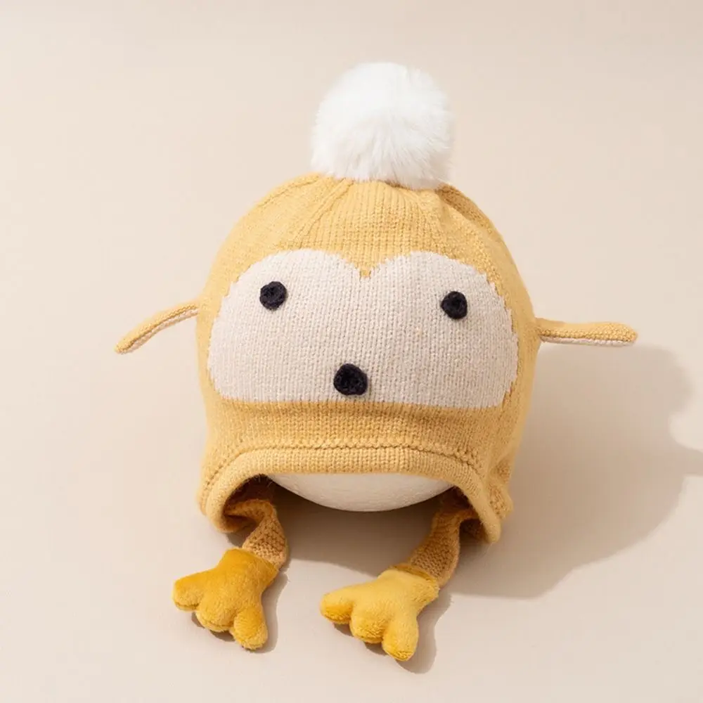 Kawaii Cartoon Beanie Caps Verdikte Pinguïn Winter Trui Hoeden Riem Ontwerp Coldproof Baby Gehoorbescherming Hoed Baby