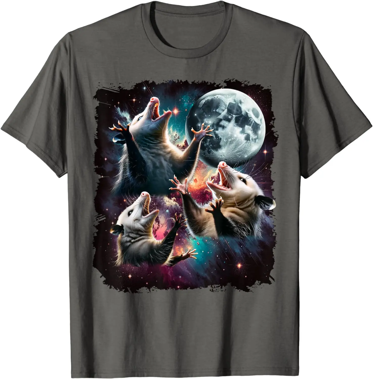 Three Opossum Moon | 3 Possum Moon Funny Weird Cursed Meme T-Shirt