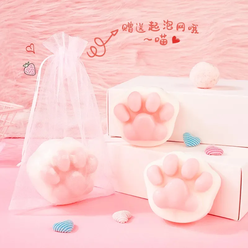 Cat's paw handmade fragrant soap Hydrating and moisturizing oil control mite clearing acne brightening cleansing soap for girls