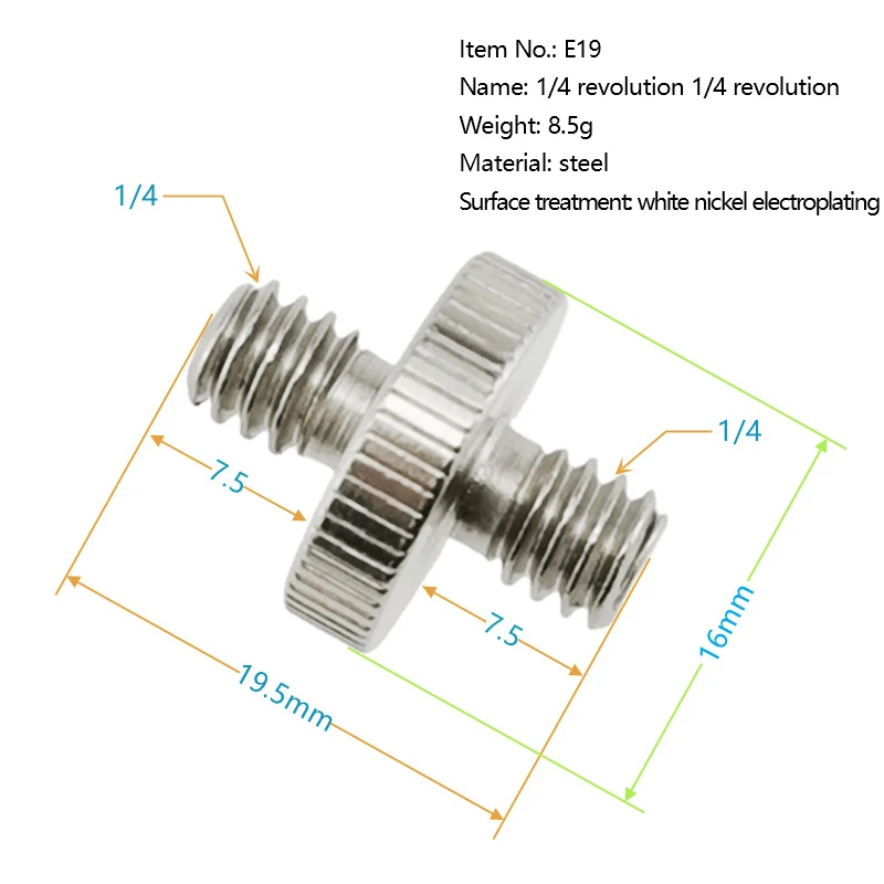 1/4 "ตัวผู้เป็น3/8" ตัวผู้อะแดปเตอร์แบบเกลียวตัวผู้สกรูอะแดปเตอร์สกรูหัวคู่ตัวแปลงสตั๊ดกล้องโลหะ ACC