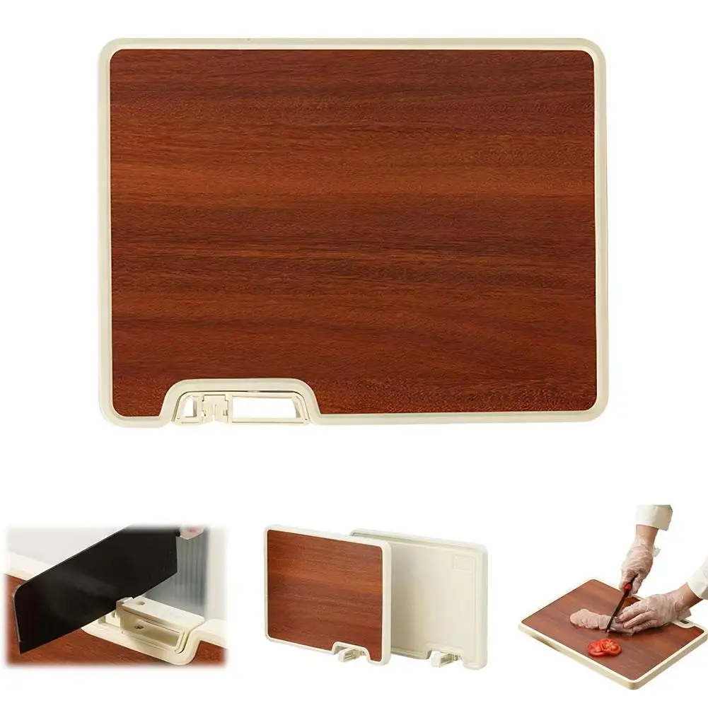 Kitchen Double-sided Cutting Board With Sharpening Board Wood Plastic Household Chopping Tools Grain Stone Ebony Kitchen B1L3