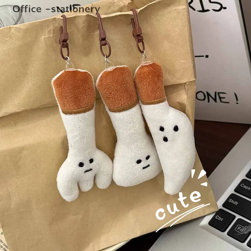 Cute Plush Keychain Simulation Fork Tableware Stuffed Doll Keyring Creative Plush Key Holder Bag Pendant Key Accessories