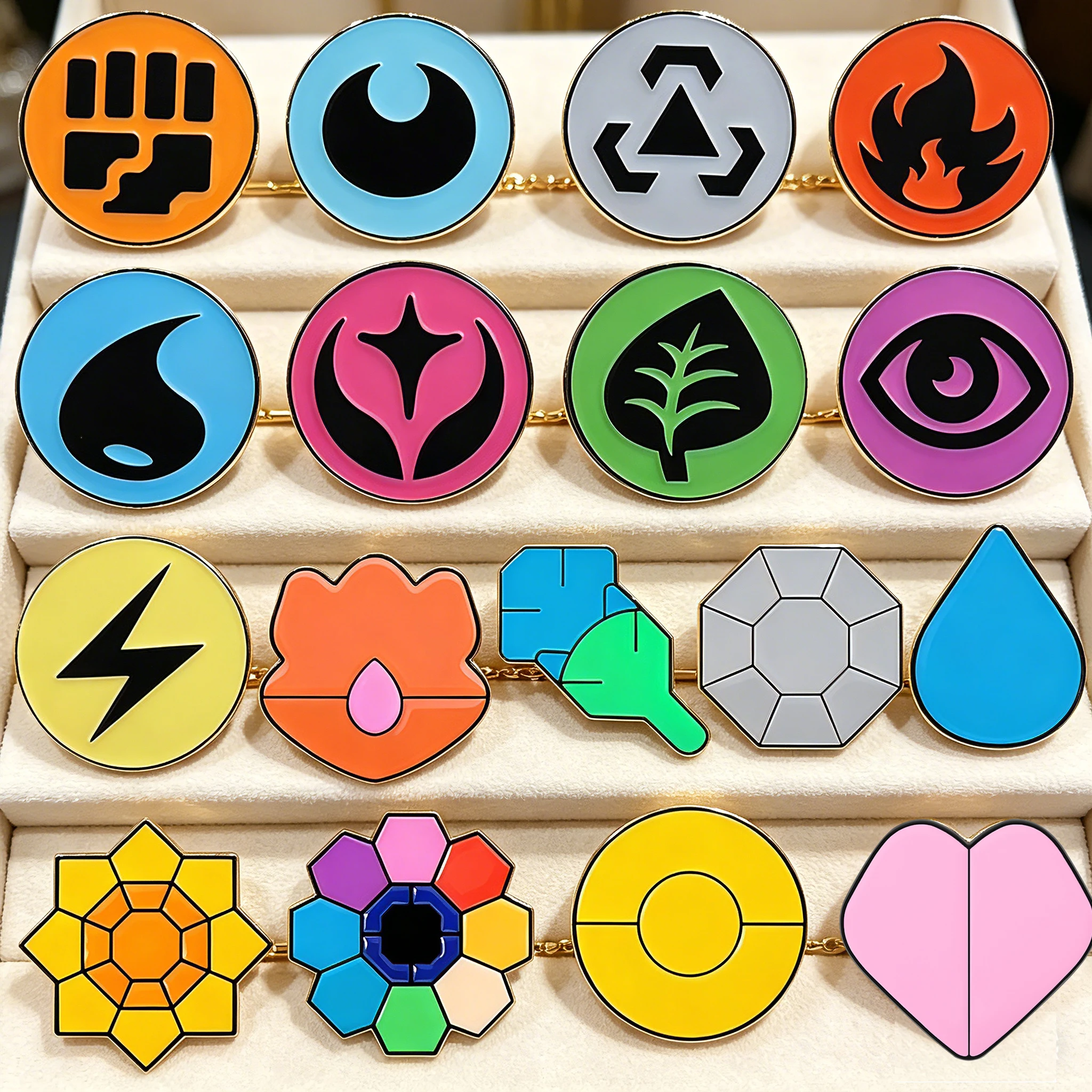 Pin de Esmalte con Tipos de Energía Mágica para Juego de Cartas Coleccionables, Broche con Símbolo de Elemento de Aventura de Fantasía, Joyería de Regalo para Amigos y Fans