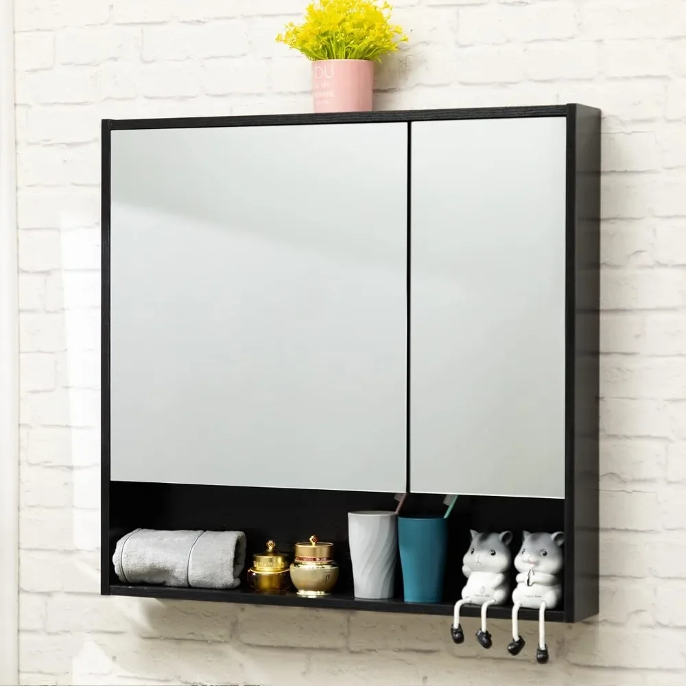 

Mirror Cabinets,with Mirror and Shelves, Oversized Bathroom Wall Storage Organizer Over The Vanity, Toilet, Recessed or Surface