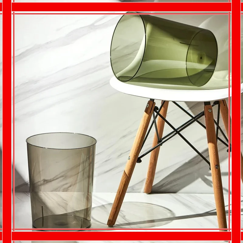 Light Luxury Transparent Trash Can Large Capacity Dustbin Garbage Bucket for Bathroom Kitchen Office Waste Paper