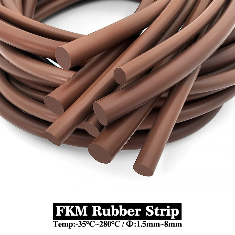 

Коричневая лента Vitons FKM, твердая, маслостойкая, противоизносная, не пенящаяся, круглая уплотнительная лента диаметром 1,5-1,8-2-2,5 ~ 8 мм для использования машинного уплотнения