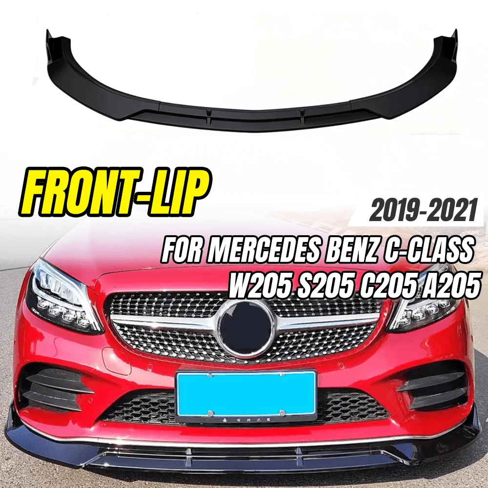 Mattschwarzer Frontspoiler für Mercedes Benz C-Klasse W205 S205 C205 A205 2019-2021 Auto-Styling Upgrade Zubehör