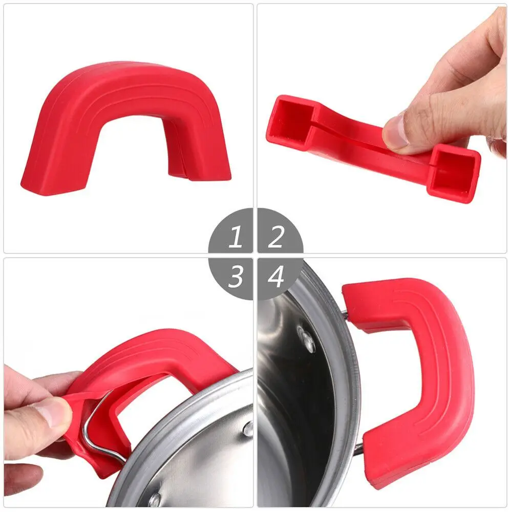 2PCS Silicone Anti-Scald Pot Handle Cover Non-Slip Pot Ear Clip Sleeves for Frying Cast Iron Skillet Pan Kitchen Tools