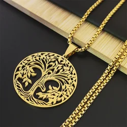 Tree of Life Stainless Steel Chain Necklaces Women/Men Yoga Healing Balance Spiritual Necklaces Jewelry arbre de vie N7054S02