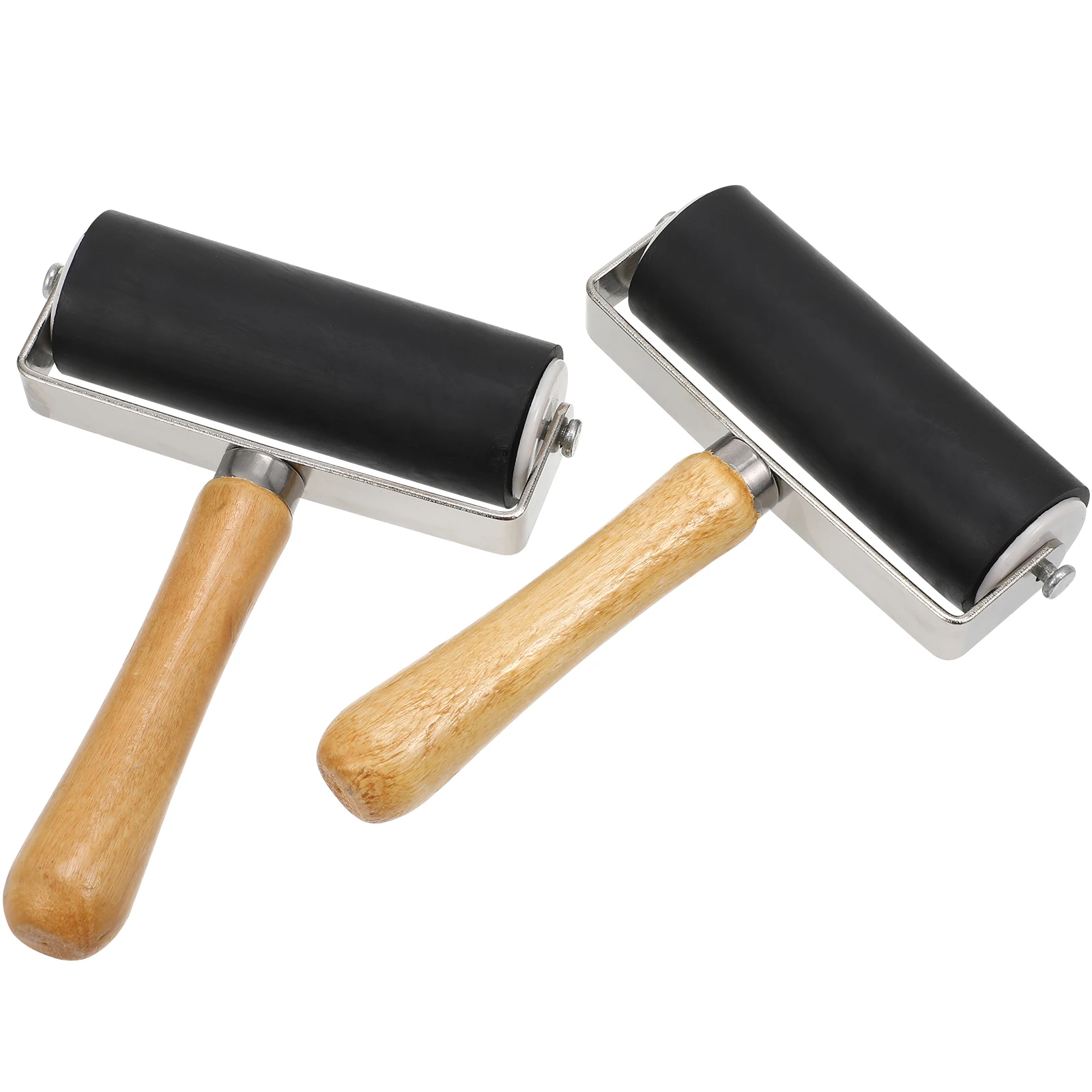 2Pcs Rubber Ink Roller Durable Heavy Metal Frame Comfortable Grip for Printmaking Stamping Craft Projects