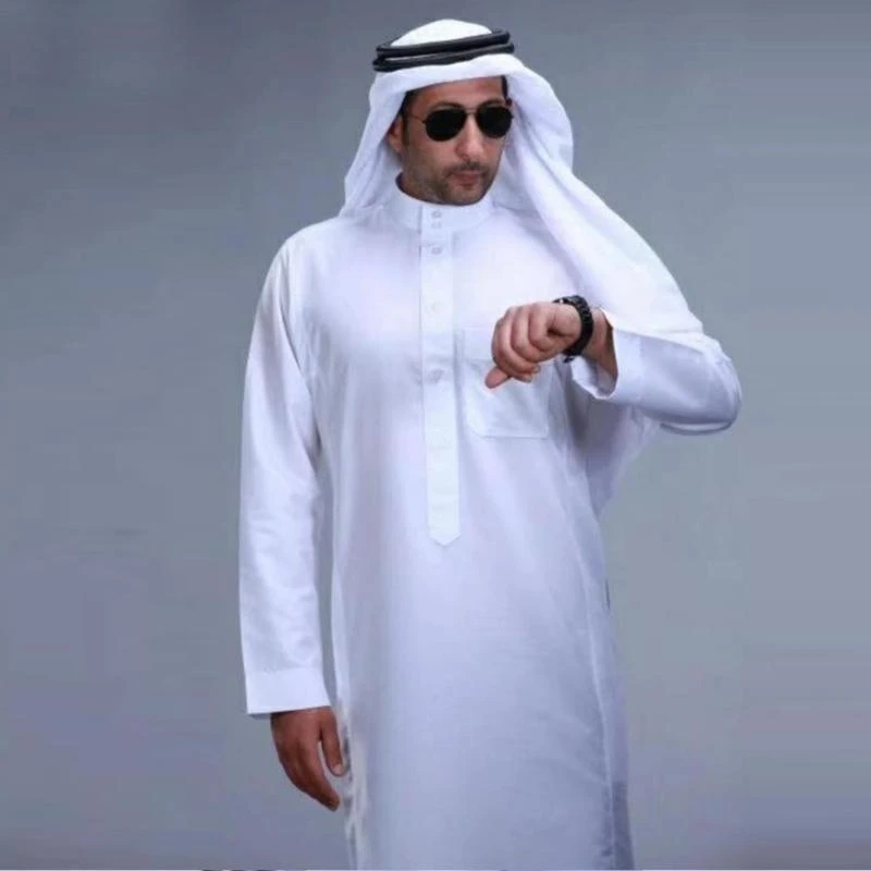 Sukienki muzułmanów ustawione na mężczyzn Dubai Dubai koszulka kaftan thobe szata suknia prosta w stylu wyścigowym ubranie thobe