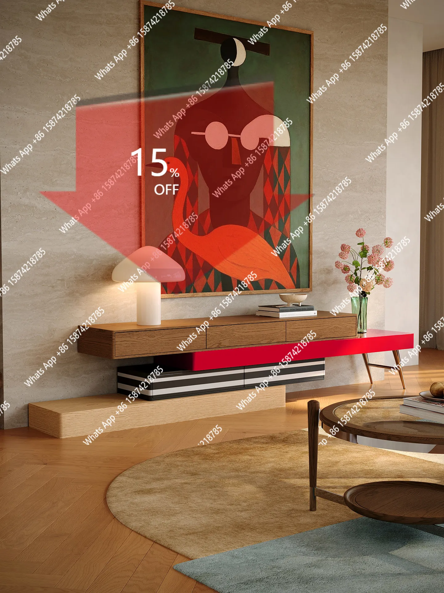 

C65 Solid Wood TV Cabinet New TV Cabinet Coffee Table Combination Living Room Light Luxury High-end TV Cabinet