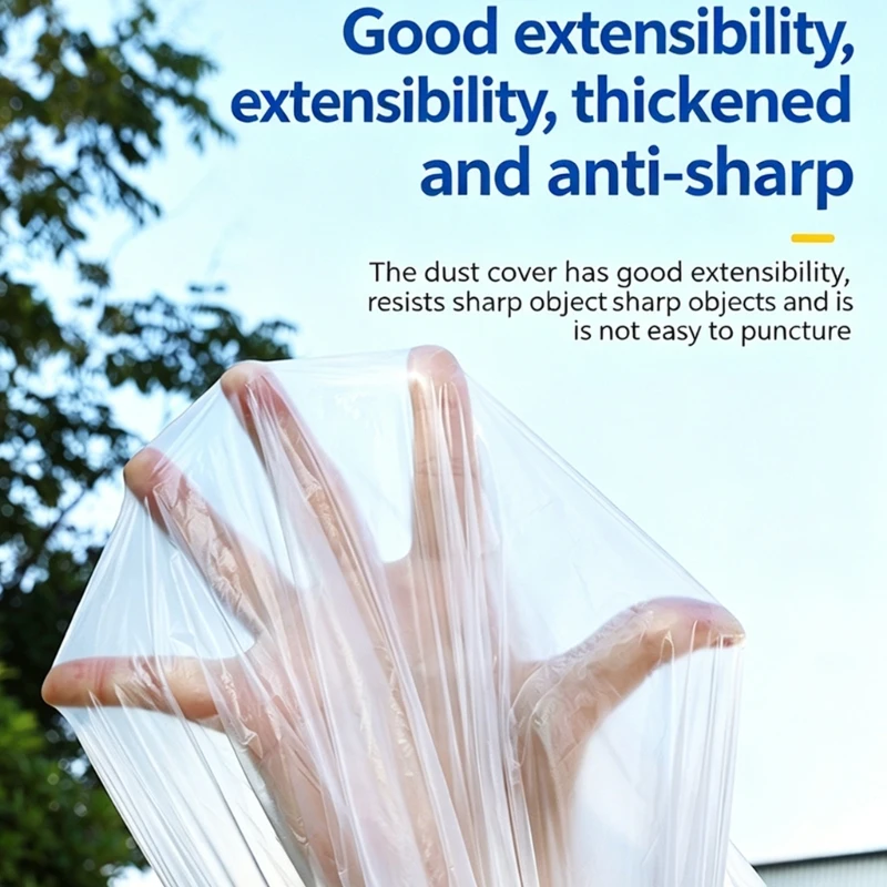 Disposable Car Cover Clear Plastic Film Full Body Parking Cover with Elastic Edge for Temporary Outdoor Parking Storage