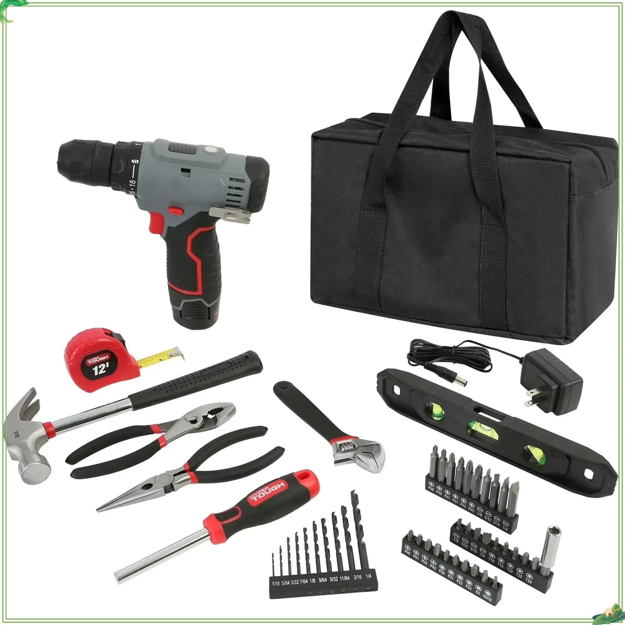 12V Max Cordless 3/8" Drill Driver 50-Pc Kit with Battery & Bag, Ideal for DIY Home Projects & Repairs